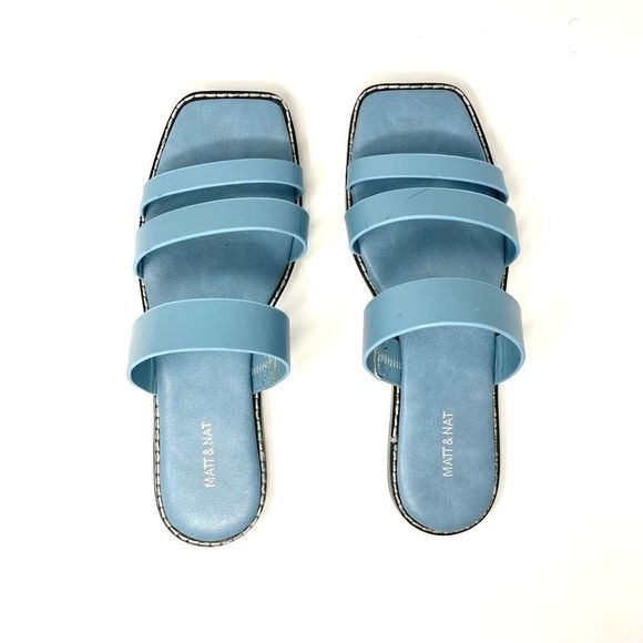 MATT & Nat Anzu Blue Vegan Strap Square Toe Sandals Size 39 - Picture 11 of 11